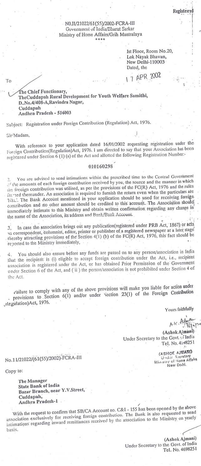 FCRA Registration Certificate